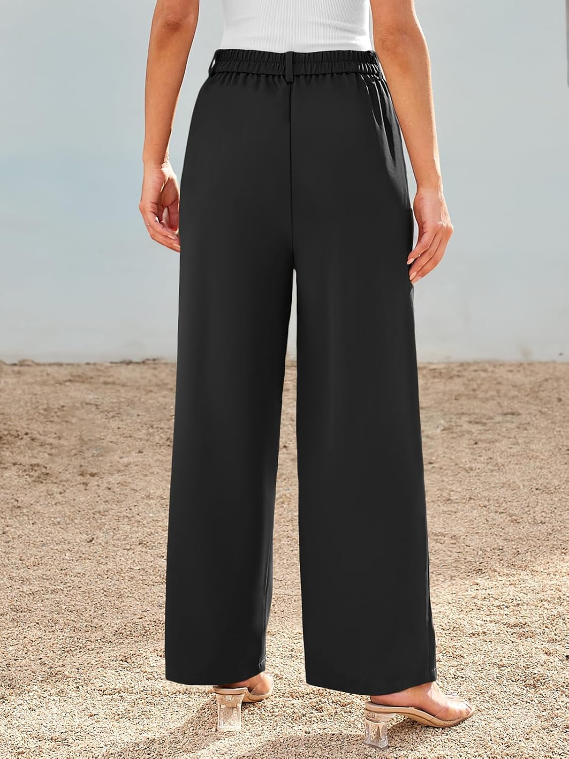 Women Wide Leg Dress Pants High Waisted Loose Fit Business Casual Work Trousers with Pockets 2025