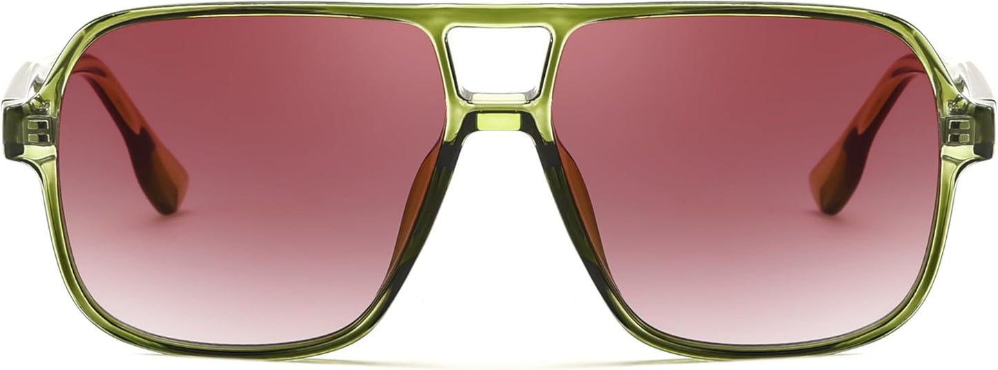 Retro Square Aviator Sunglasses Women Men 70S Vintage Trendy Plastic Frame Sun Glasses B4158