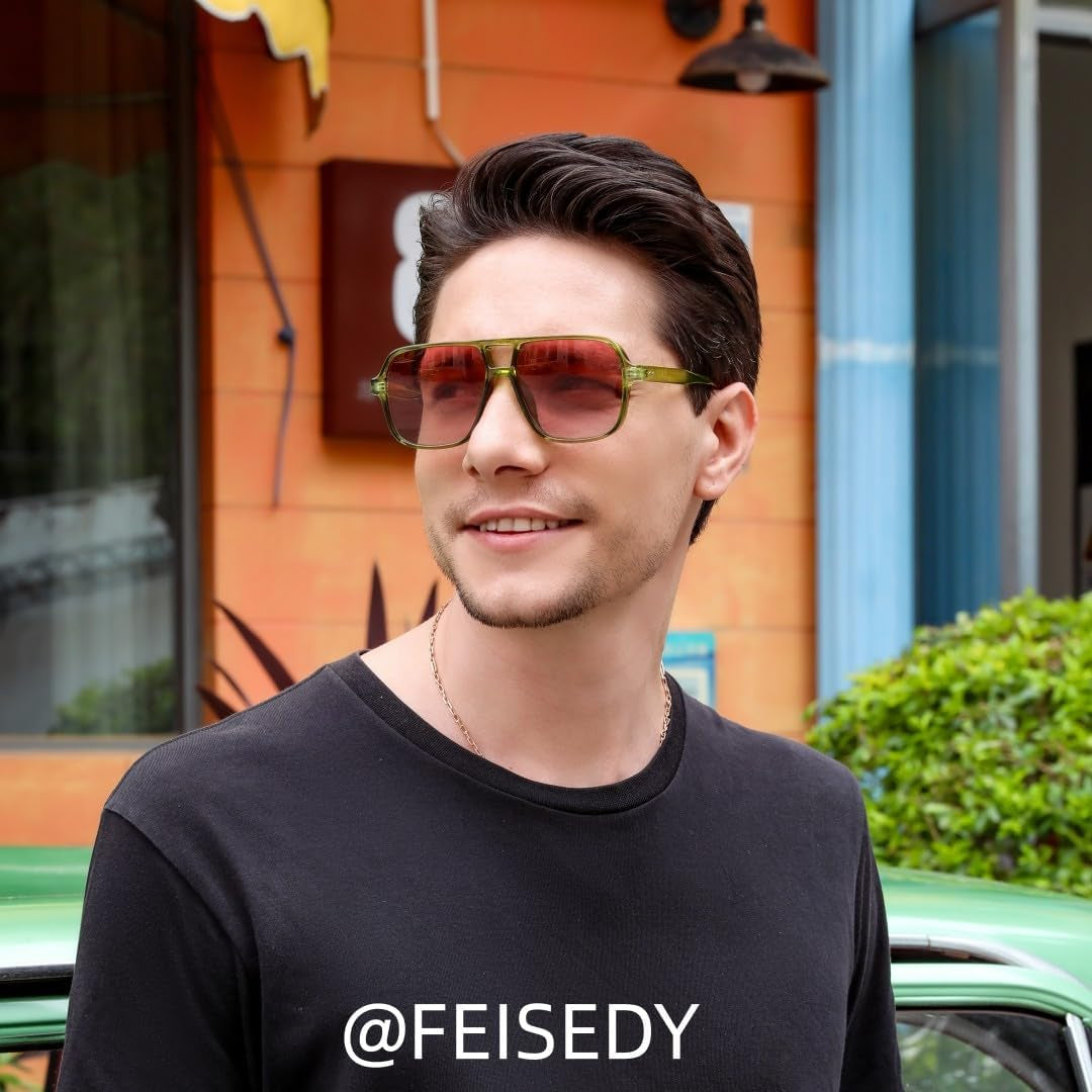 Retro Square Aviator Sunglasses Women Men 70S Vintage Trendy Plastic Frame Sun Glasses B4158