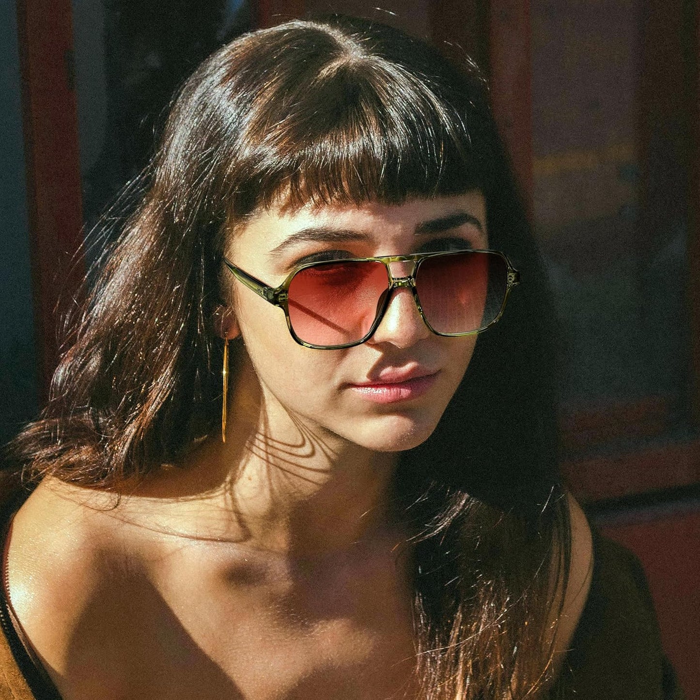 Retro Square Aviator Sunglasses Women Men 70S Vintage Trendy Plastic Frame Sun Glasses B4158