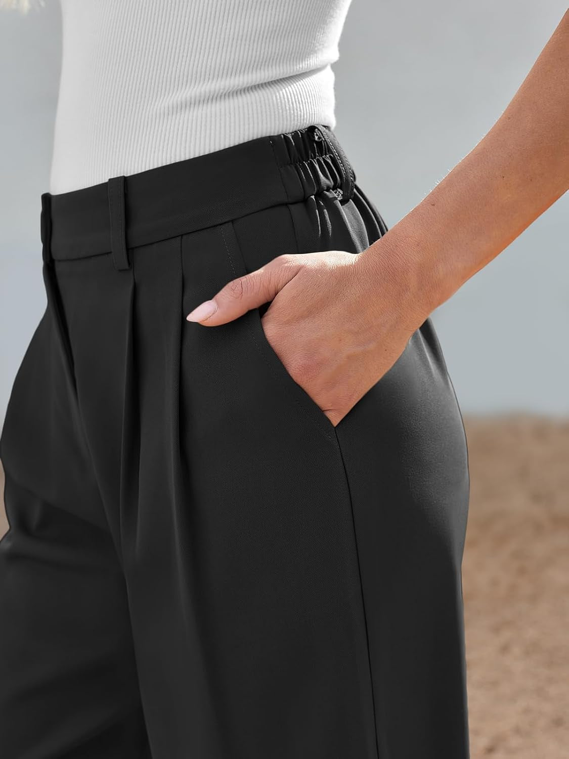 Women Wide Leg Dress Pants High Waisted Loose Fit Business Casual Work Trousers with Pockets 2025