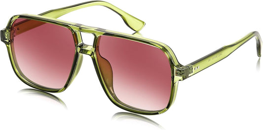 Retro Square Aviator Sunglasses Women Men 70S Vintage Trendy Plastic Frame Sun Glasses B4158