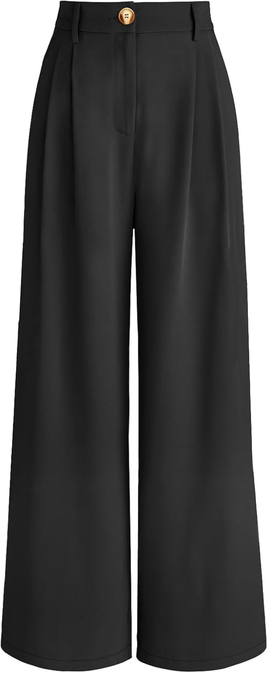 Women Wide Leg Dress Pants High Waisted Loose Fit Business Casual Work Trousers with Pockets 2025