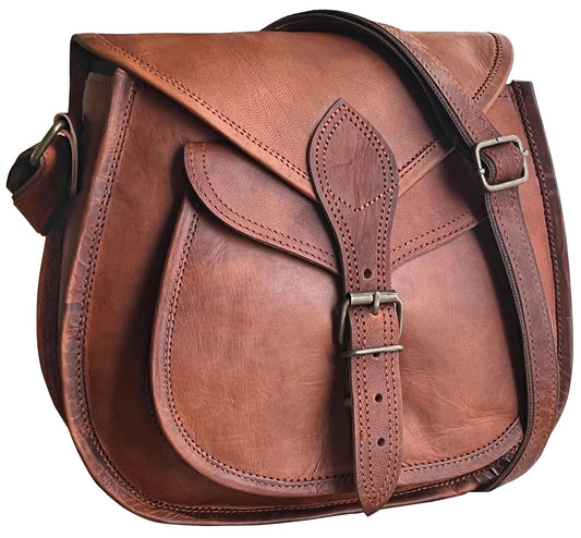 Women’s Leather Handbag - 11" Fashion Crossbody Sling Bag, Travel Tote, Satchel, Hobo, Shoulder Messenger Bag, Vintage Gift